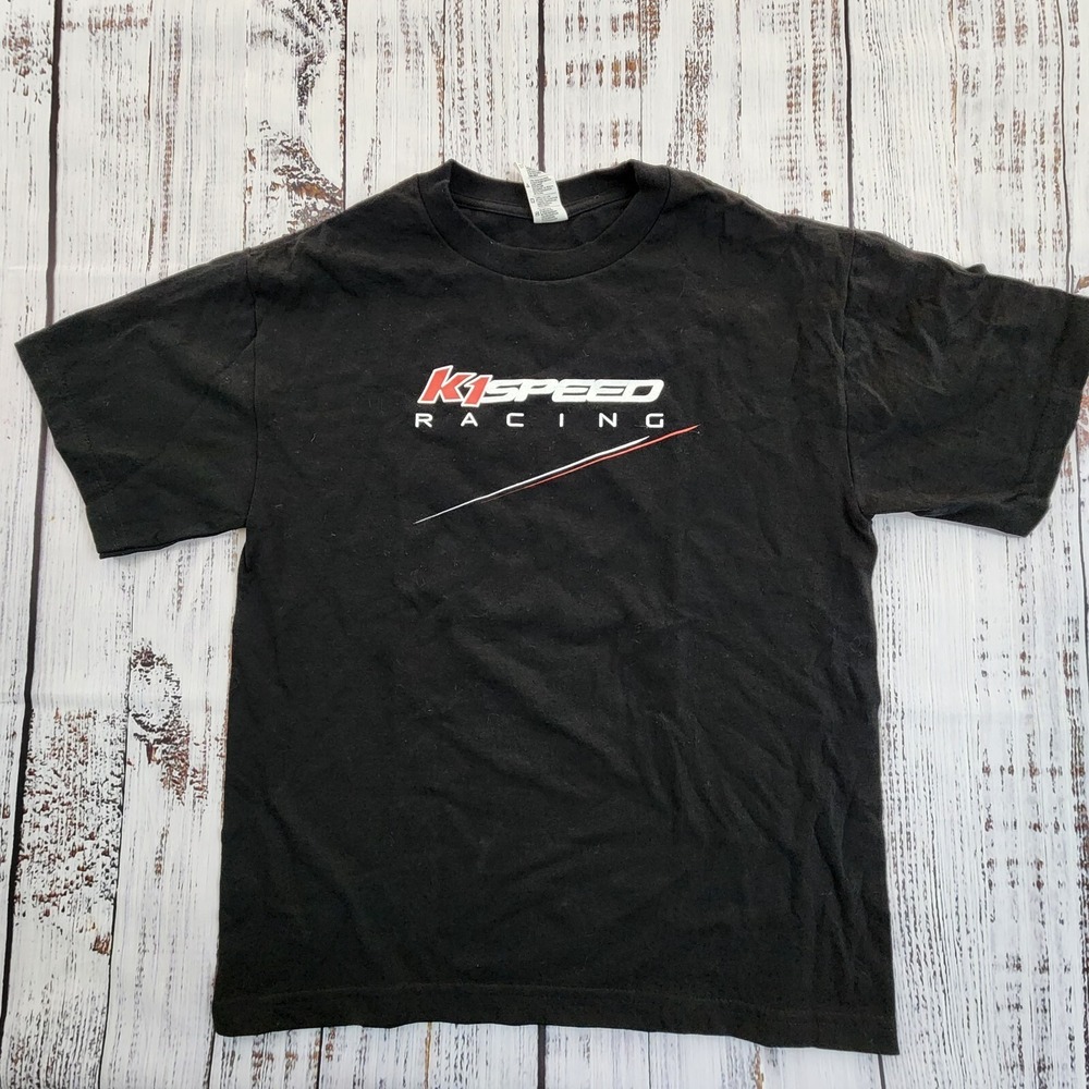 K1 Speed Indoor Cart Racing Black Short Sleeve Cotton T-Shirt Kids M